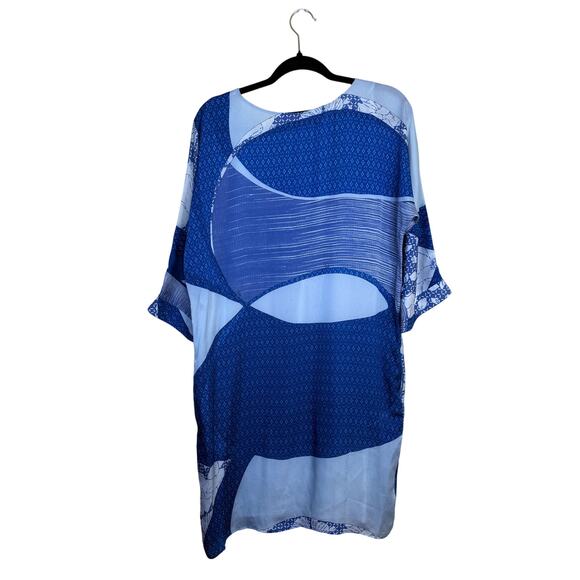 Emilio Pucci 100% Silk Shift Dress Size 8  Blue Geometric Print Made in Italy - Picture 2 of 6